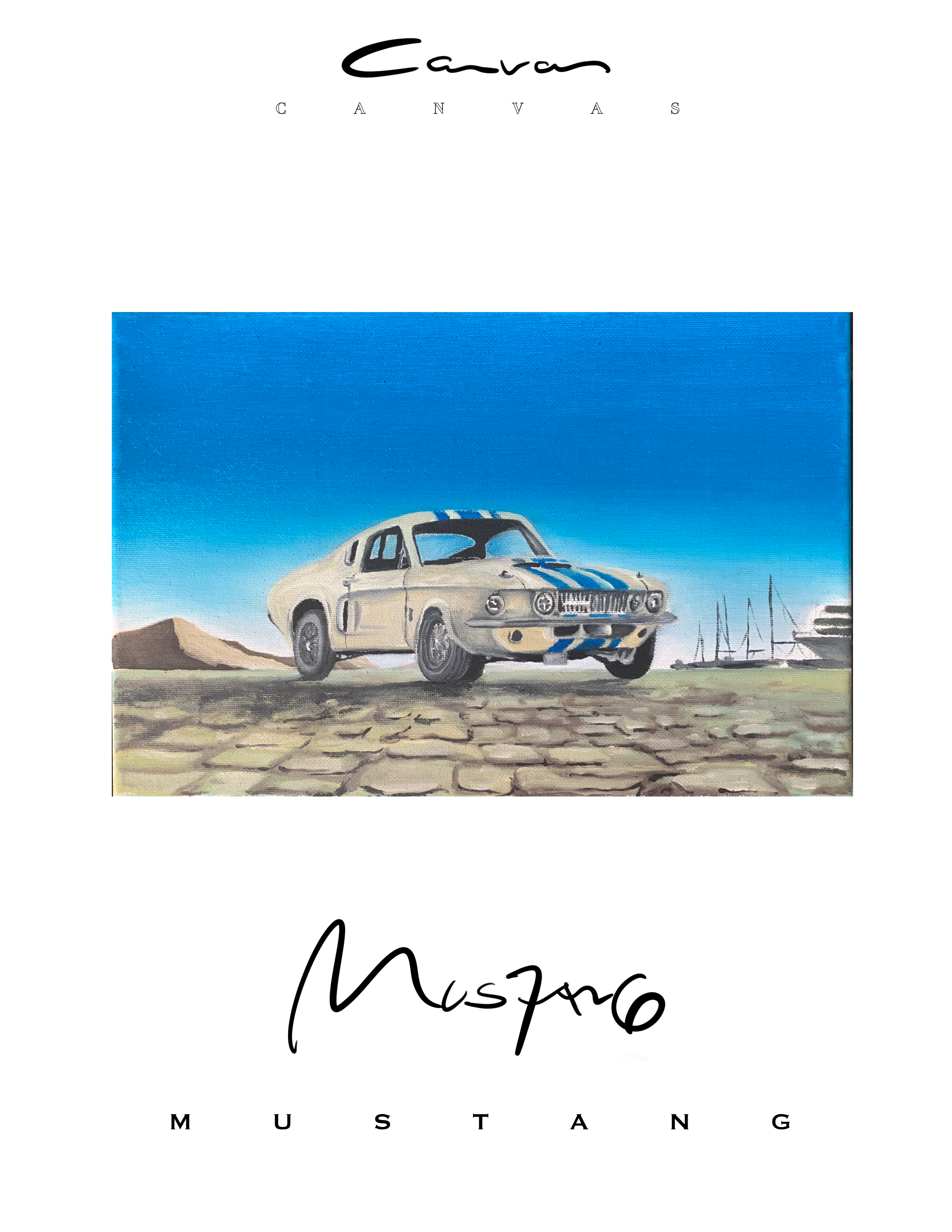 oIL painting by Benjamin Bel Air, Mustang Car, Shelby